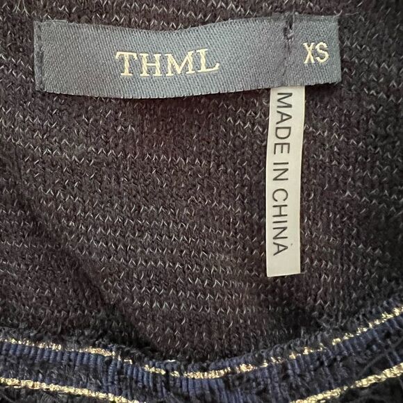 THML Sleeveless Knit Long Top Back Zip Fringe Trim Neckline Black + Gray XS - Picture 6 of 8
